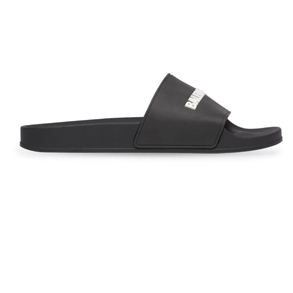 Balenciaga Black Slide Sandals with Logo